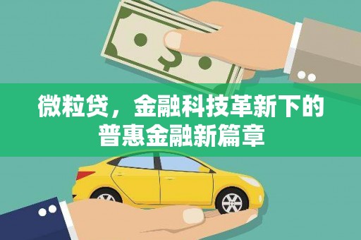 五华微粒贷，金融科技革新下的普惠金融新篇章